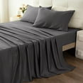 thumbnail image 1 of Yalamila Bed Sheet Set Hotel Style Ultra Soft 300T 4-Piece 100% Cotton Deep Pocket Bedspreads & Pillowcases, Dark Grey, Queen, 1 of 7