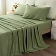 thumbnail image 1 of Yalamila Bed Sheet Set Hotel Style Ultra Soft 300T 4-Piece 100% Cotton Deep Pocket Bedspreads & Pillowcases, Sage Green, Full, 1 of 7