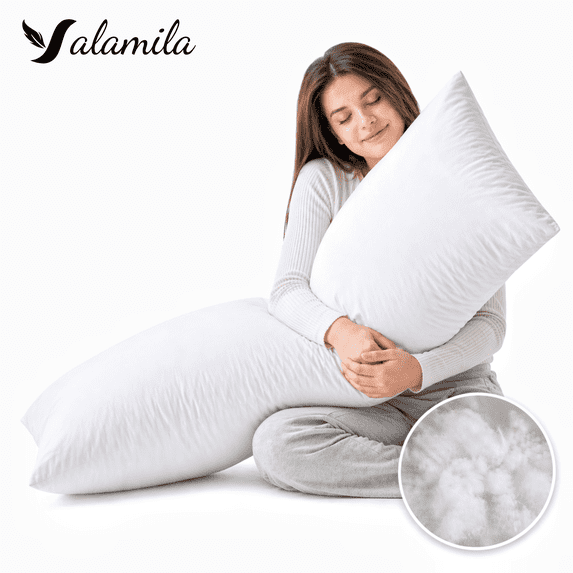 Yalamila Soft Body Pillow Insert for Adults, Full Length Bed Pillow with Fluffy Support Filling, Breathable Long Body Pillow for Side Sleepers, 20x54in, White