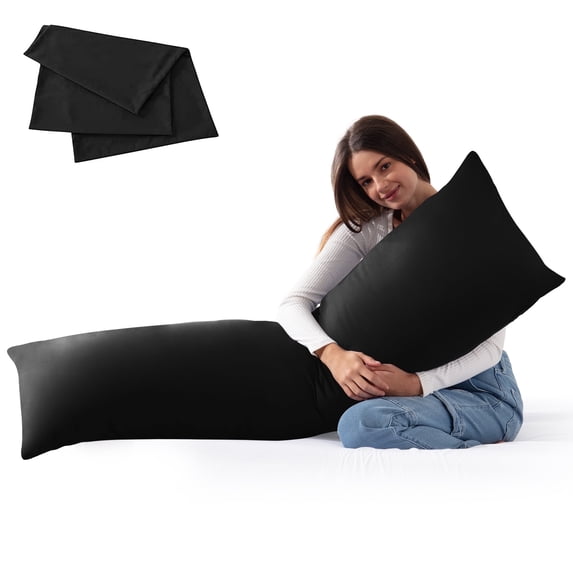Yalamila Body Pillow with Pillowcase for Adults,Soft Long Bed Pillow,20x54in,Black