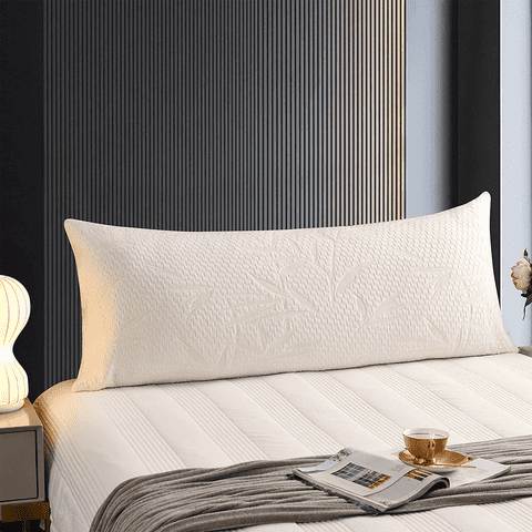 Yalamila Almohada Corporal para Adultos con Funda de Viscosa de Bambú, Almohada de Cama Larga de Firmeza Media para Quienes Duermen de Lado y Soporte de Cuerpo Full, Blanca, 20 x 54 Pulgadas