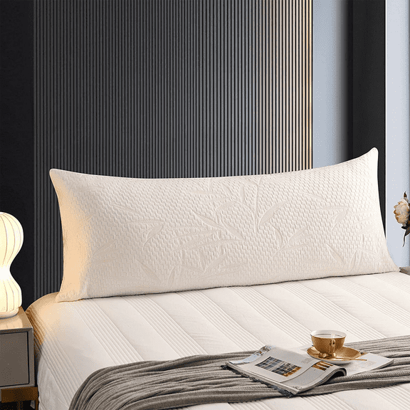 Yalamila Body Pillow for Adults with Bamboo Viscose Cover, Medium Firm Long Bed Pillow for Side Sleepers and Full Body Support, White, 20 x 54 Inches