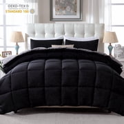 Yalamila Full Comforter Set, 3-Piece Black/Grey Comforter Bedding Set, Reversible All Season Down Alternative with 2 Pillow Shams
