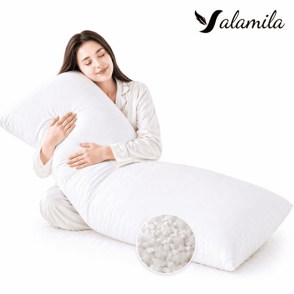 Yalamila Firm Body Pillow Insert for Adults, Full Length Bed Pillow with Memory Foam Filling, Breathable Long Pillow for Side Sleepers, 20x54in, White