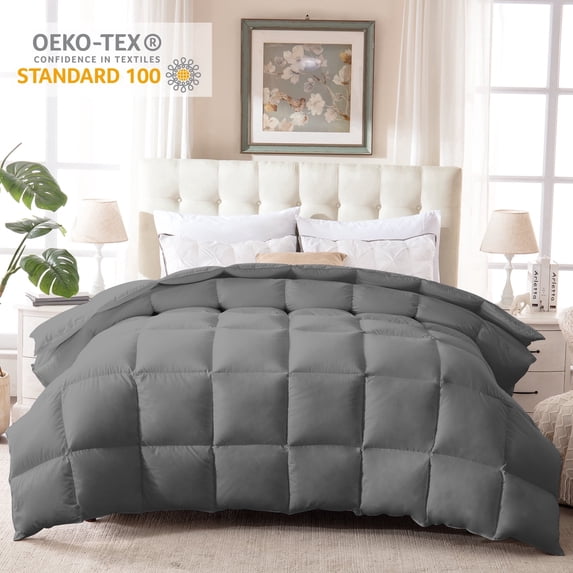 Yalamila Down Feather Comforter Duvet Insert Cotton Winter Warm Cooling Grey Goose Duck Feather Down Comforter All Season Solid, Twin