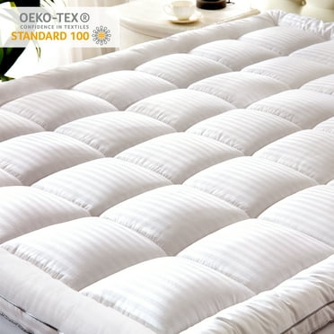 Yalamila Queen Size Mattress Topper,400TC 100%Cotton Cooling Mattress Pad Cover Extra Thick Alternative Fill Pillow Top Cooling Bed Topper and Hotel Mattress Protector