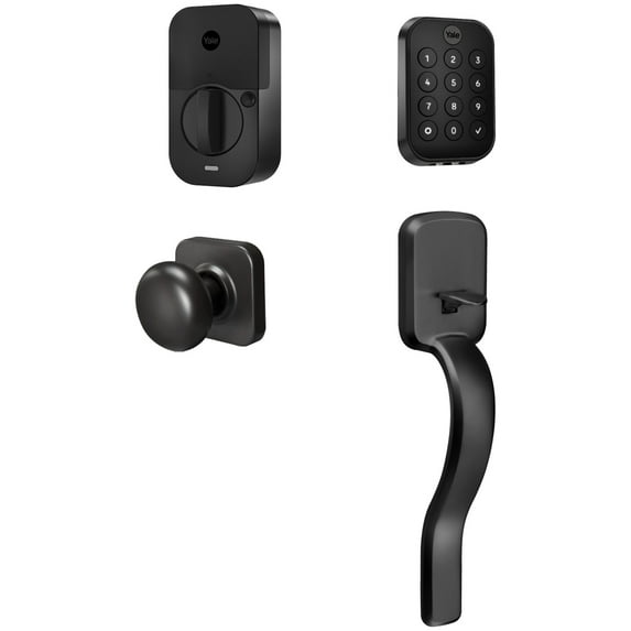 Yale Assure Lock 2 Key-Free Keypad with Bluetooth and Ridgefield Handle in Black Suede