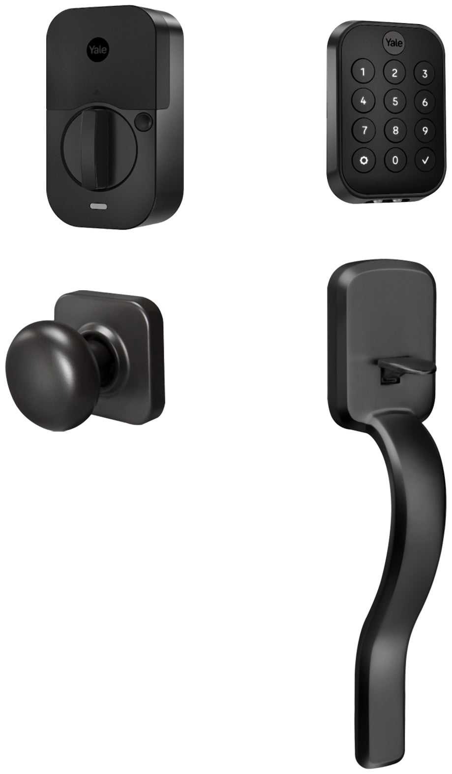 Yale Assure Lock 2 Key-Free Keypad with Bluetooth and Ridgefield Handle in Black Suede