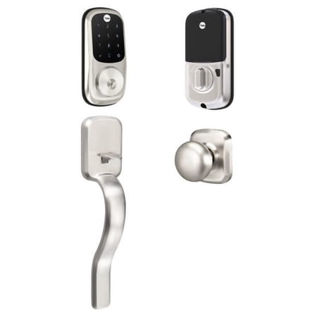 Yale BYRD226NRRx619 Assure Touchscreen Stand Alone Deadbolt with Ridgefield Passage Handleset and Trim Satin Nickel Finish
