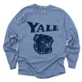 thumbnail image 1 of Yale Bulldog Distressed - Women's Garment Dyed Long Sleeve Graphic T-Shirt, 1 of 14