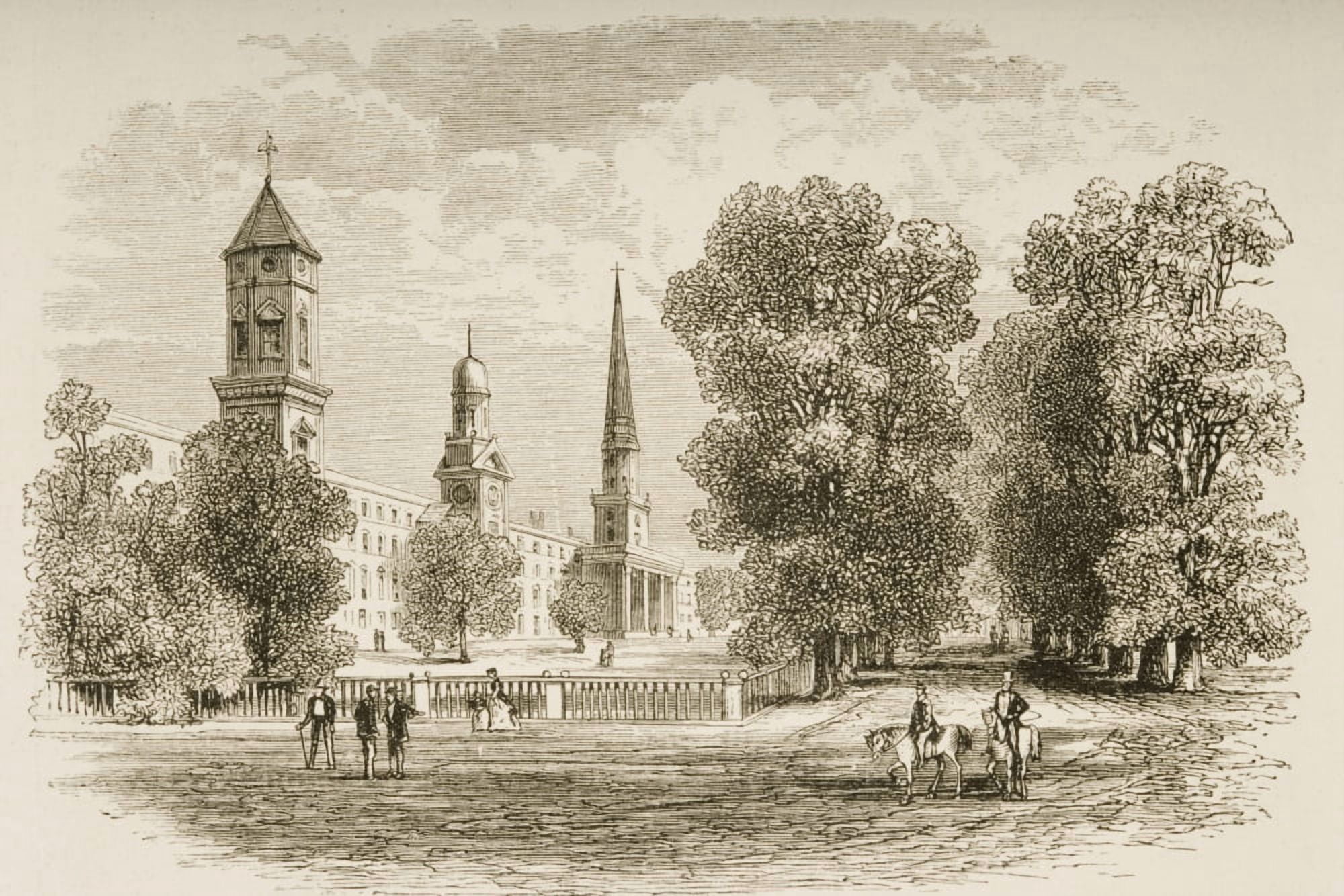 Yale College New Haven Connecticut In 1870S From American Pictures Drawn With Pen And Pencil By Rev Samuel Manning Circa 1880 Canvas Art - Ken Welsh Design Pics (34 x 22)