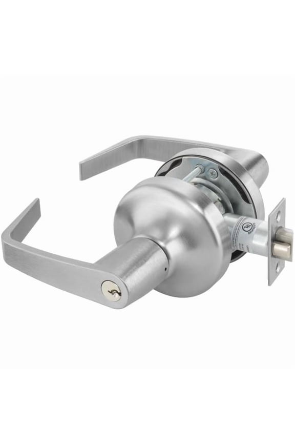 Commercial Storeroom Augusta Lever Grade 1 Cylindrical Lock with Para Keyway, Satin Chrome
