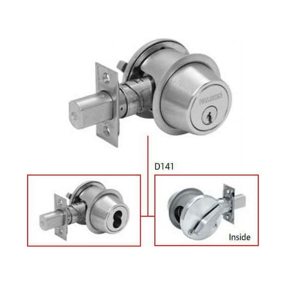 Yale D141 626 Single Cylinder Keyed Entry Deadbolt Satin Chrome