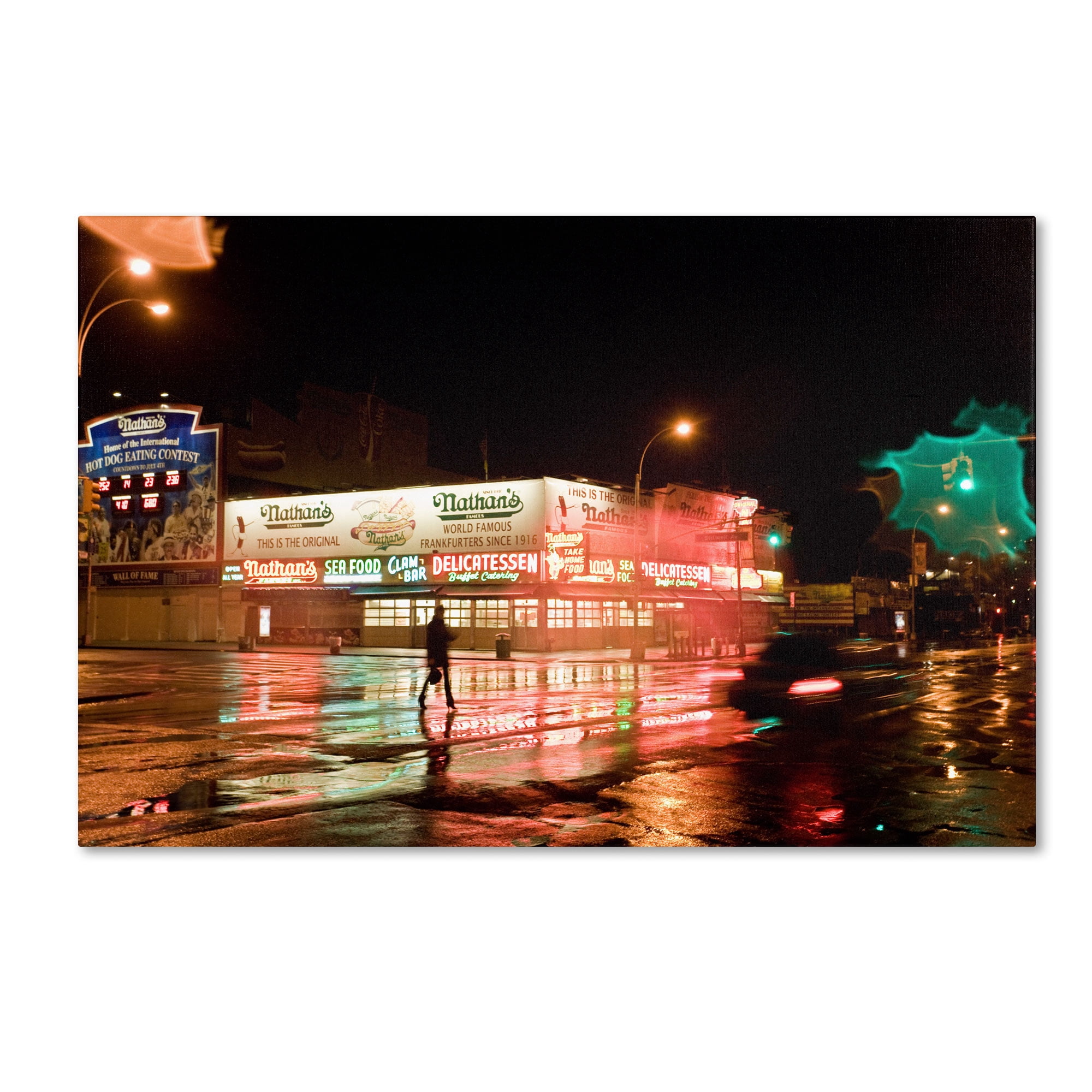 Yale Gurney 'Nathan's Women Crossing Street Neon' Canvas Art