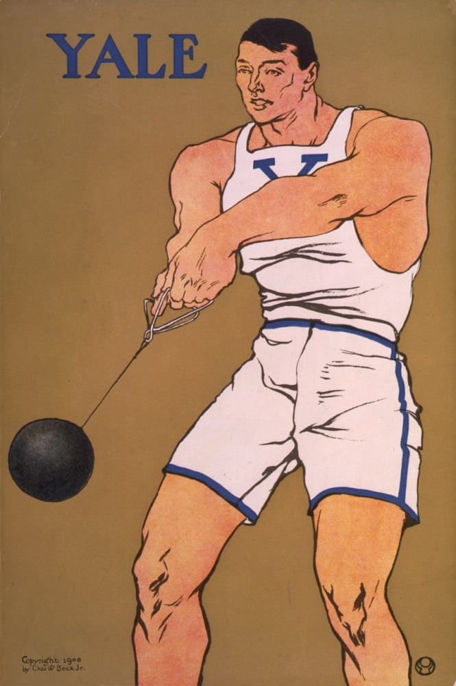 Yale (Hammer Throwing) 1908 Canvas Art - Edward Penfield (18 x 24)