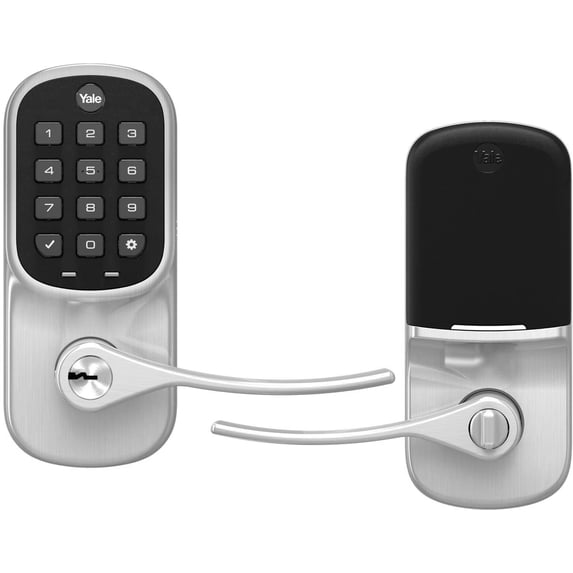Yale Keypad Lever Lock, Satin Nickel