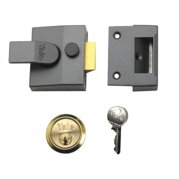 Yale Locks - 85 Deadlocking Nightlatch 40mm Backset DMG Finish Box