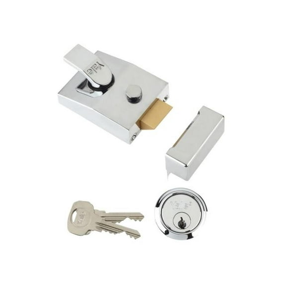 Yale Locks - 89 Deadlock Nightlatch 60mm Backset Chrome Finish Box