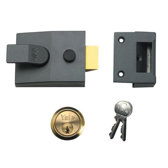 Yale Locks - 89 Deadlock Nightlatch 60mm Backset DMG Finish Satin Chrome Cylinder Box