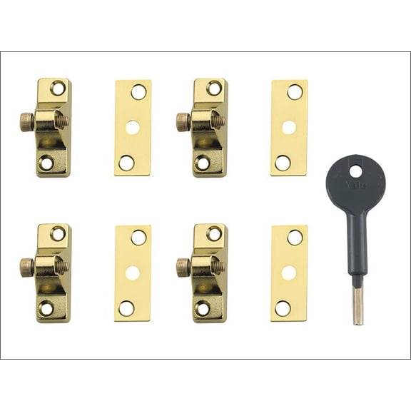 Yale Locks - 8K118 Economy Window Lock Electro Brass Finish Pack of 4 Visi