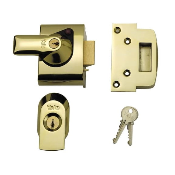 Yale Locks - BS2 Nightlatch British Standard Lock 40mm Backset Brasslux Finish Visi