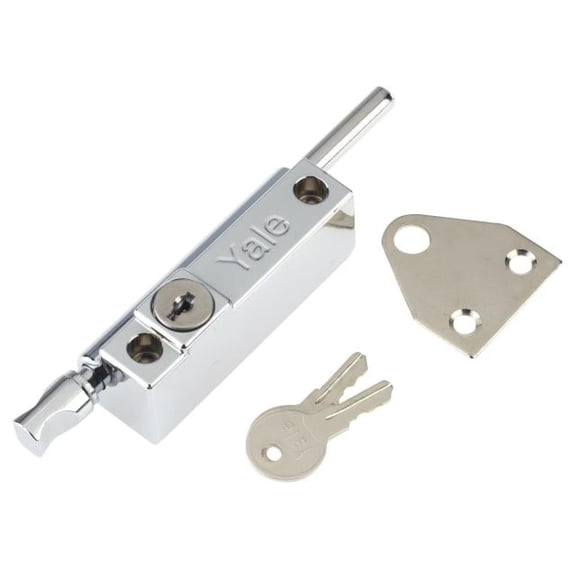 Yale Locks - P124 Door Push Bolt Polished Chrome Finish Visi