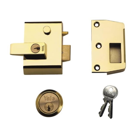 Yale Locks - P2 Double Security Nightlatch 40mm Backset Brasslux Finish Visi