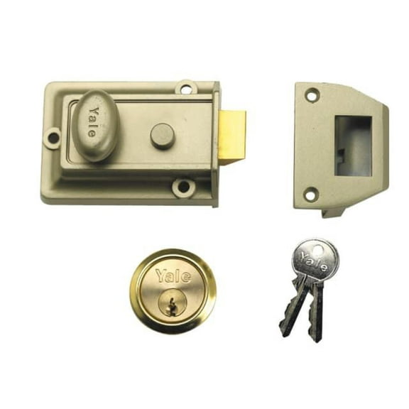 Yale Locks - P77 Traditional Nightlatch 60mm Backset Nickel Brass Finish Box