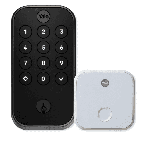Yale YRD614-CB1-BSP Pro 2 Keyed Pushbutton Keypad Lock, Bluetooth with Wi-Fi Connect Bridge, Black Suede