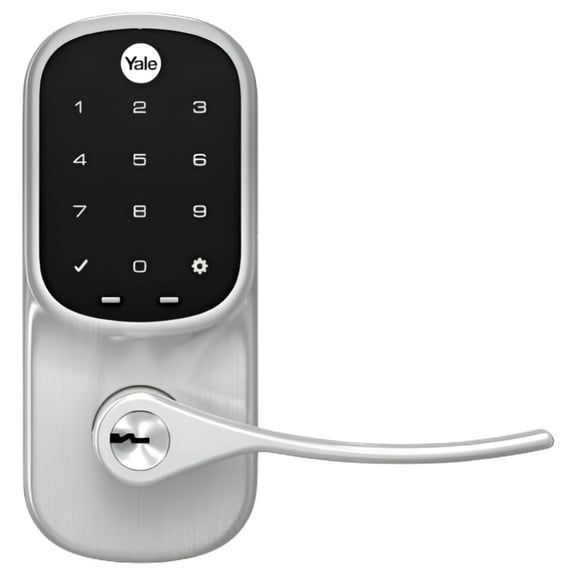 Yale Touch Keypad Door Lever for Non-Latch Doors - Keyless Entry with Pin Code Unlock and Automatic or One-Touch Lock, Satin Nickel