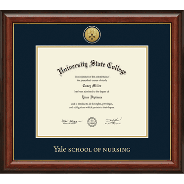 Yale University School of Nursing Diploma Frame, Document Size 12.625" x 10.313"