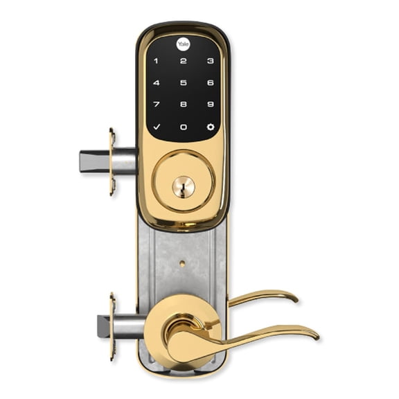 Yale YRC226-ZW2-NW-4-605-RH Z-Wave Plus Assure Interconnected Lockset with Touchscreen Deadbolt, Norwood Lever, 4", Right-Handed, Polished Brass