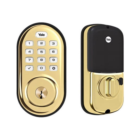 Yale YRD216HA2605 Assure Lock Push Button Deadbolt with ZigBee Bright Brass Finish