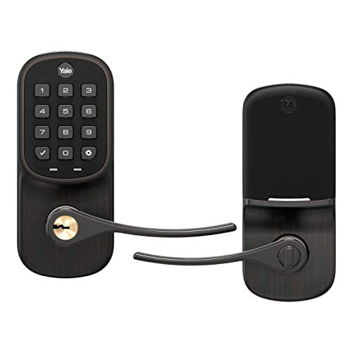 Yale Assure Lever - Z-Wave Smart Door Lever for Keyless Access (for doors with no deadbolt) - Works with Ring Alarm, Samsung SmartThings and More - Bronze