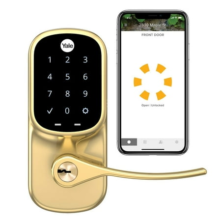 Yale - Assure Smart Touchscreen Lock and Lever with Wi-Fi and Bluetooth - Polished Brass
