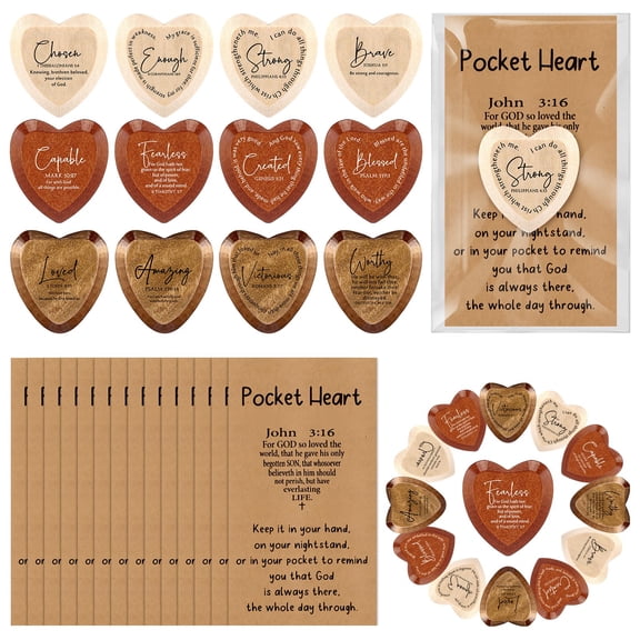 Yalikop 24 Set Christian Valentine Gifts Bulk Inspirational Heart with Bible Verses Card Scripture Hug Religious Gift Church Valentine Party Favors Easter Supplies(Heart,Multicolor) C113