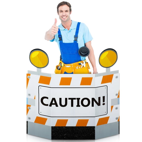 Yalikop 4 ft Construction Barricade Cardboard Standup Cutout Theme Party Decoration Construction Caution Sign Backdrop Photo Prop Stand-up Cardboard Traffic Safety Roadblock Standup Cutout Y101