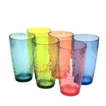 Yalilong 20-Ounce Plastic Tumbler Acrylic Drinking Glasses, Reusable Plastic Cups, Stackable, BPA-Free, Shatter Proof, Dishwasher Safe, Set of 6 (Multicolor)