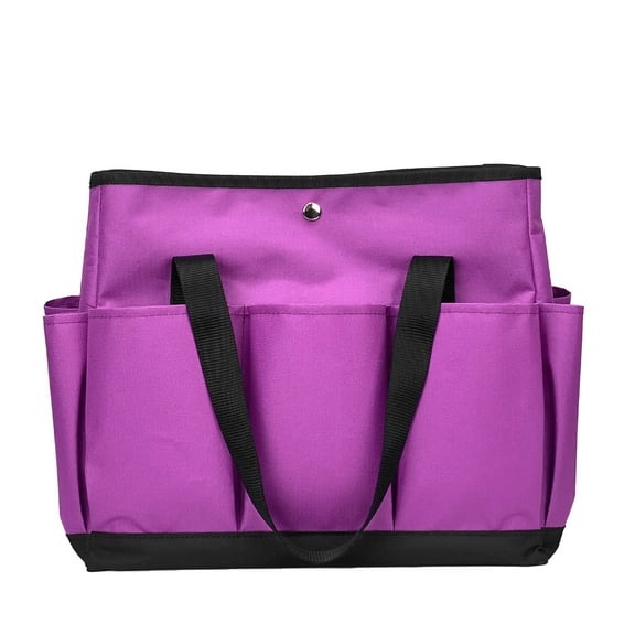 Yalilong Garden Tool Bag with Interior Exterior Side Pockets, Gardening Tote Bag for Garden Plant Tool Set Store Content Bag, 8 Storage Pockets (Purple)