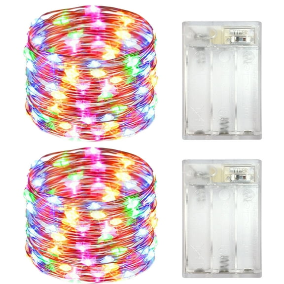 Yalin 2 Pack Battery Operated Dewdrop Led Lights,Mini Fairy Lights With Timer Function,For Home Parties Christmas/Halloween Holiday Decoration,6 Hours on/18 Hours Off ,30 LEDs,10 Feet (Multi Color)