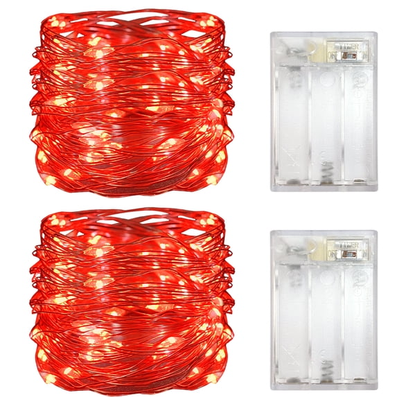 Yalin, Battery Operated Dewdrop Led Lights, 30 LEDs, 10 Feet, Red ...