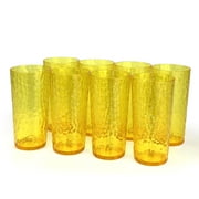 Yalin 24-Ounce Plastic Tumbler Acrylic Drinking Glasses, Reusable Plastic Cups, Stackable, BPA-Free, Shatter Proof, Dishwasher Safe, Set of 8 ( Yellow )