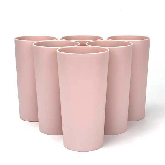 Yalin 26 ounce Plastic Tumblers/Large Drinking Glasses/Party Cups/Iced Tea Glasses,Unbreakable, Dishwasher Safe, BPA Free,set of 6 (Light Pink)