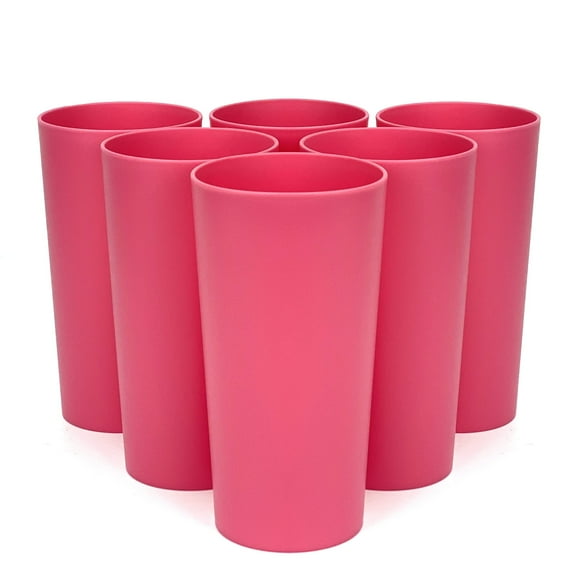 Yalin 26 ounce Plastic Tumblers/Large Drinking Glasses/Party Cups/Iced Tea Glasses,Unbreakable, Dishwasher Safe, BPA Free,set of 6 (Red)