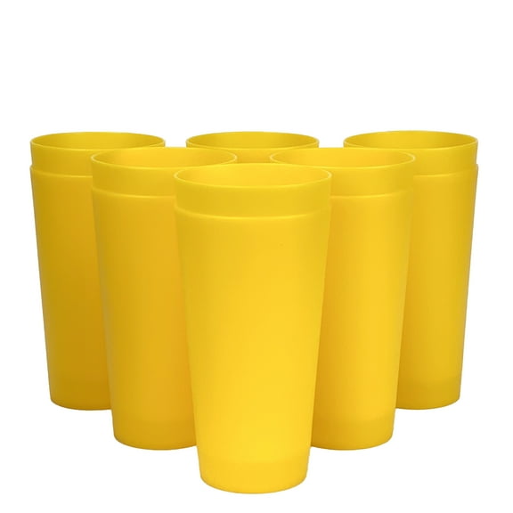 Yalin 32 ounce Plastic Tumblers/Large Drinking Glasses/Party Cups/Iced Tea Glasses,Unbreakable, Dishwasher Safe, BPA Free,set of 12 (Yellow)