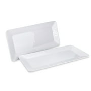 Yalin Rectangle Large Serving Platter, 17 Inch Melamine Serving Tray, Great for Restaurant, Steak, Salad and Everyday, Set of 2 White Dinner Plates