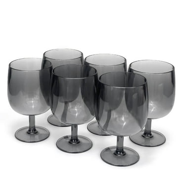 Yalin Set of 6 Unbreakable 12 oz Acrylic Plastic Wine and Water Tumbler Stackable Goblets ( Gray )