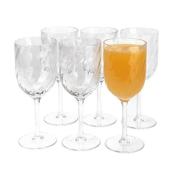 Yalin Set of 6 Unbreakable 15 oz Acrylic Plastic Wine and Water Tumbler Stackable Goblets (Clear)