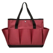 Yalin Tool Bag Garden Tote Large Organizer Bag Carrier Gardening Storage Tote with Interior Exterior Side Pockets Handles Strap for Garden Plant Tool Set Store Content Bag, 8 Storage Pockets (Red)