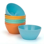 Yalin Wheat Straw Lightweight PP Bowls, 28 OZ Unbreakable Cereal Bowls, for Rice and Soup, Dishwasher and Microwave Safe, Multi Color (Set of 8)